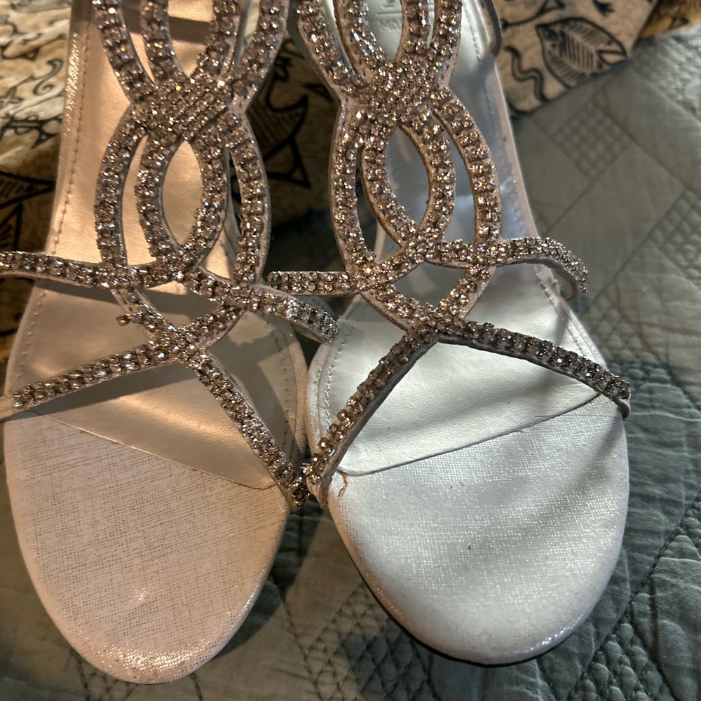 Elegant Silver Strappy Women's Heels